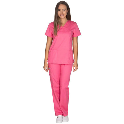 Σετ στολή γυναικεία νοσηλευτριών - γιατρών Classic Fit Alezi σε ροζ χρ΄ώμα