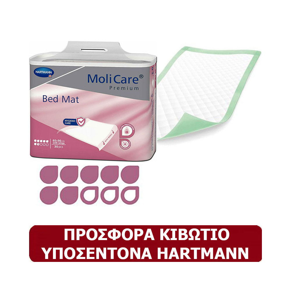 Προσφορά υποσέντονα Hartmann Molicare Premium Bed Mat 7 σταγόνων με πτερύγια 60x90 cm | 120 τεμ.