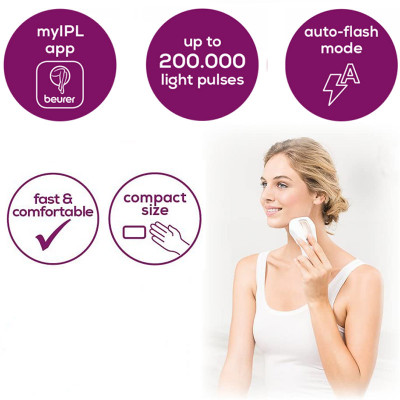 Συσκευή αποτρίχωσης μακράς διαρκείας Beurer IPL Pure Skin Pro με τεχνολογία φωτόλυσης Αποτρίχωση